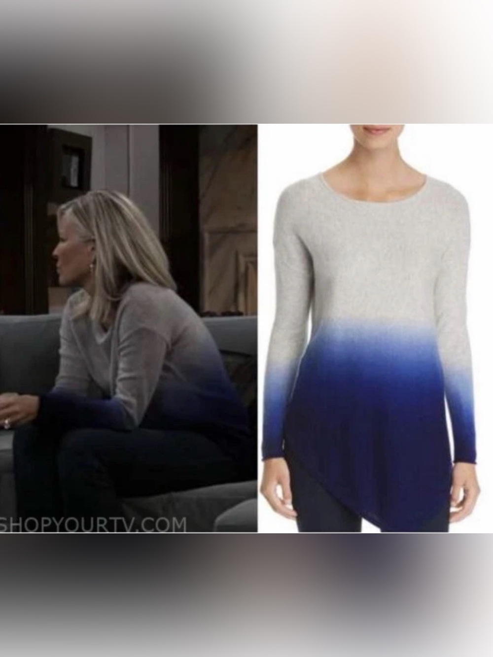 Lord & Taylor 100% Cashmere Dip Dye Ombre Asymmetric Long Line Sweater Sz L